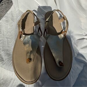 Sperry Leather Gold Metallic Sandal